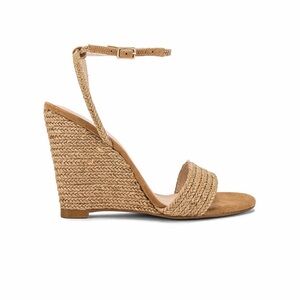 Raye Ankle-Strap Woven Espadrille Wedge Sandal - Tan